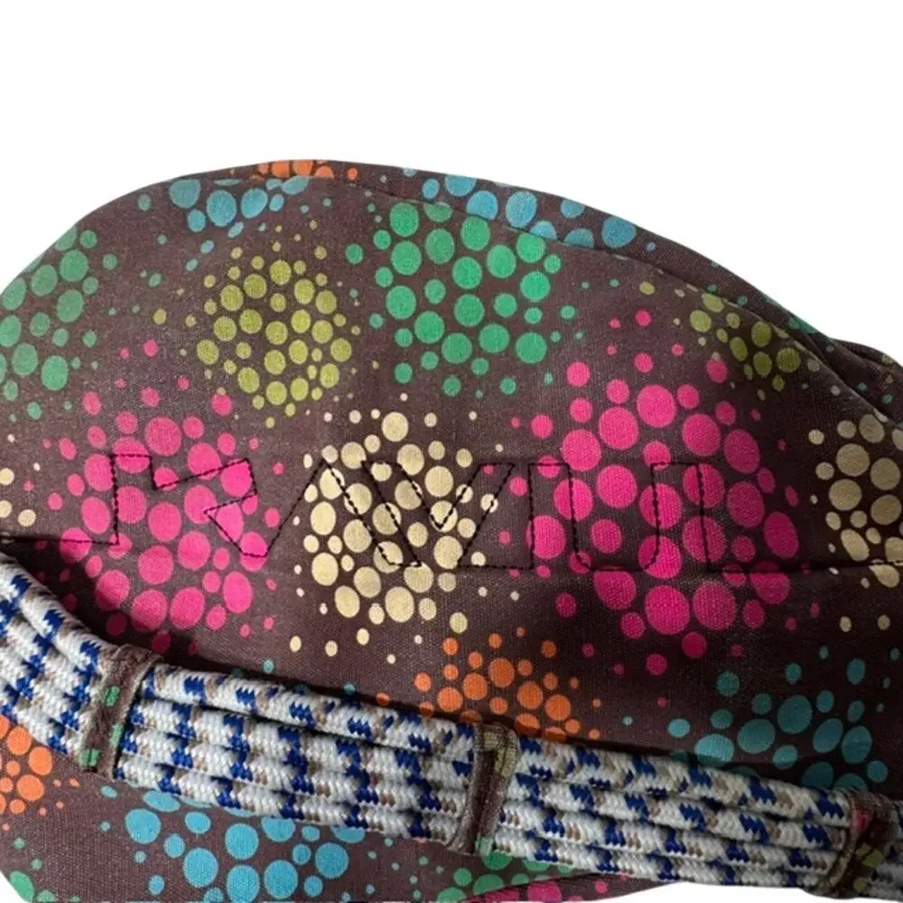 KAVU Rope Bag Sling Backpack Brown Multi Dot Canvas Crossbody Travel Hiking OS